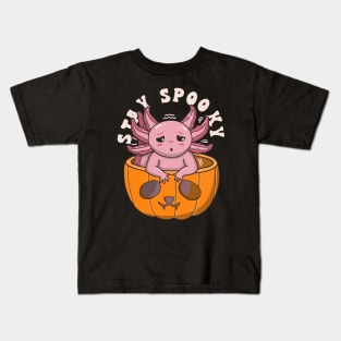 Cute Axolotl Stay Spooky Kids T-Shirt